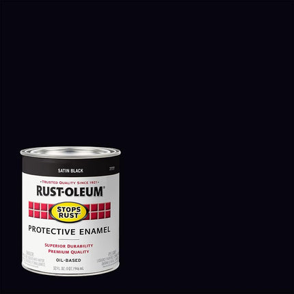 Rust-Oleum 7777502-2PK Stops Rust Brush On Paint, 1 Quarts (Pack of 2), Satin Black