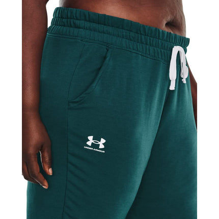 Under Armour Pantalón de chándal de rizo Rival para mujer, (716) Tourmaline Teal / / White, 2X
