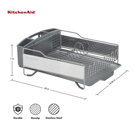 KitchenAid KNS896BXGRA Escurridor de platos de tamaño completo, acero inoxidable, gris claro