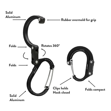 HEROCLIP Carabiner Clip and Hook (Medium) | for Camping, Backpack, and Garage