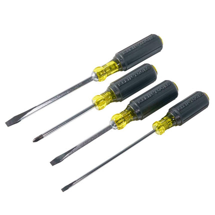 Klein Tools 85105 Screwdriver Set, Made in USA, Slotted and Phillips Screwdrivers with Cushion-Grip Handles and Tip-Ident, 4-Piece