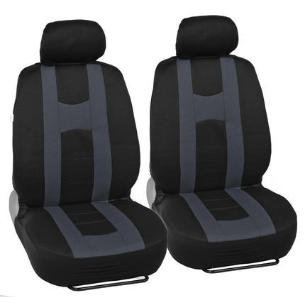 carXS Forza Series Charcoal Gray Seat Covers Full Set Combo with Car Floor Mats – Front and Rear Bench Cover & Floor Mat Protector Set, Interior Covers for Auto Truck Van SUV