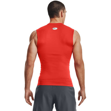 Under Armour Men's HeatGear Compression Sleeveless T-Shirt, (860) Dark Orange / / White, XL
