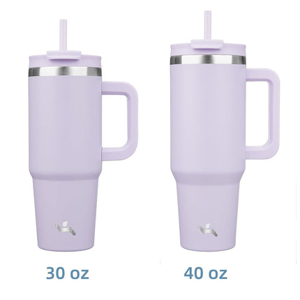 Konokyo 40 oz Tumbler with Handle and 2 Straws,2 in 1 Lid Insulated Water Bottle Stainless Steel Travel Coffee Mug,Wisteria