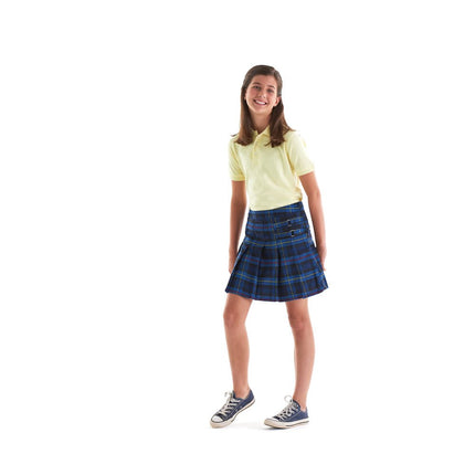 French Toast Girls' Adjustable Waist Two-tab Pleated-Front Scooter, Blue & Red Plaid, 6