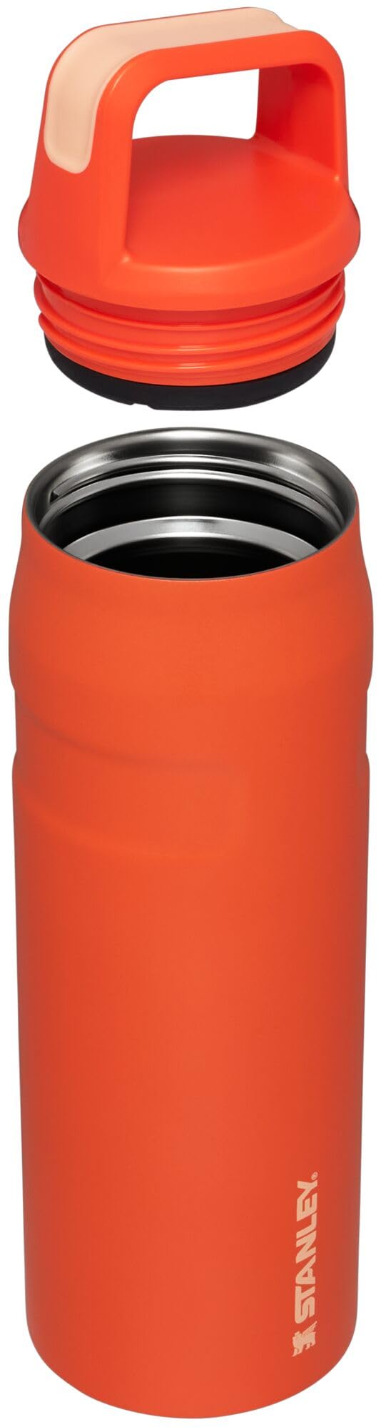 STANLEY IceFlow Cap and Carry Water Bottle 24 oz | Wide Mouth Twist Lid | Lightweight and Leakproof for Travel and Sports | Insulated Stainless Steel | BPA-Free | Tigerlily