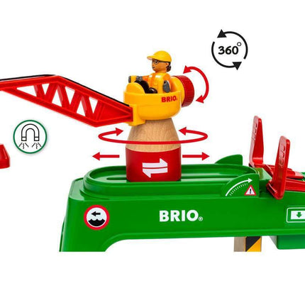 BRIO World Container Crane for Kids Age 3 Years Up - Wooden Railway Train Accessories and Add Ons