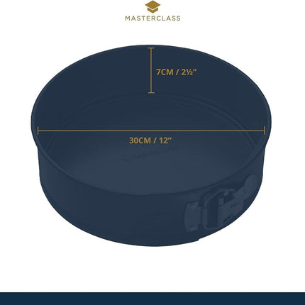 MasterClass 30 cm Springform Cake Tin for Baking with Loose Base and PFOA, Non Stick, Robust 1 mm Carbon Steel, 12 Inch Extra Large Round Pan, Grey