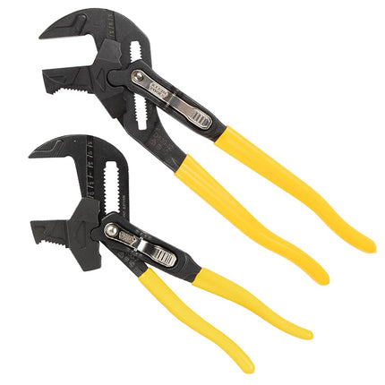 Klein Tools D53002KIT Plier Wrench Set, 2-Piece High-Leverage Pliers with Adjustable, Reversible Jaw, Smooth and Knurled Teeth, 7-Inch and 10-Inch