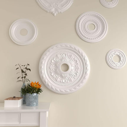 Ekena 23 OD ID x 1 P Palmetto Ceiling Medallion (Fits Canopies up to 3 5/8"), Polyurethane, Primed