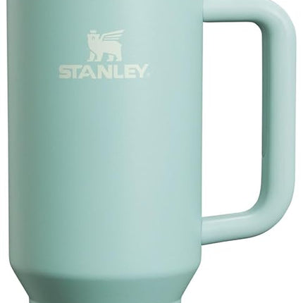Vaso Stanley Quencher H2.0 con asa de 40 oz, tapa de rosca con pajita incluida, a prueba de fugas, apto para portavasos de coche, ideal para viajar, vaso térmico de acero