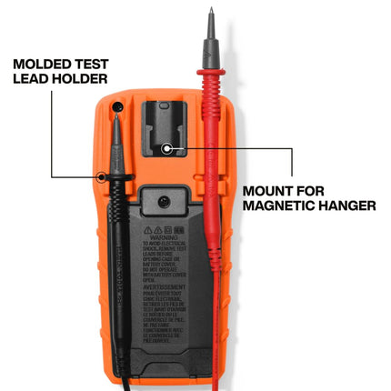 Klein Tools 80196 Digital Multimeter Kit with Case, Manual-Ranging 600V AC/DC Voltage Tester, Tests Batteries, Current, Resistance, Diodes, and Continuity, Protective Carrying Case
