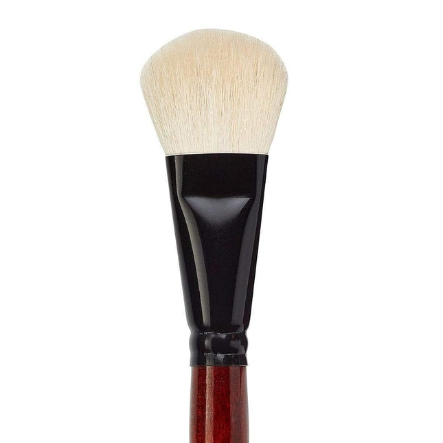 KINGART 1050A Premium 6 Pc. Flat Oval Mop Artist Brush Set, White Super-Soft Natural Goat Hair, Short Handle, 6 Sizes for Oil, Acrylic and Watercolor