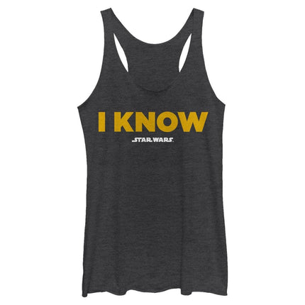 STAR WARS Know Women's Racerback Tank Top, Black Heather, Small