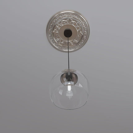 Ekena Millwork CMP19BABCR Baltimore Thermoformed PVC Ceiling Medallion (Fits Canopies up to 7 3/4"), 19"OD x 3 1/2"ID x 1"P, Bright Coat Chrome