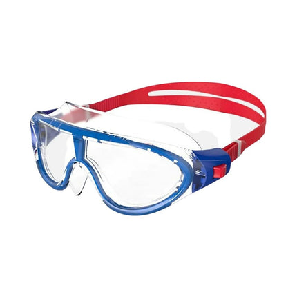 Speedo Unisex-Youth Biofuse Rift Swimming Goggles | Swimming Mask | Anti-fog | Easy Adjustment | Anti-leak Goggles, Lava Red/Beautiful Blue/Clear, One Size