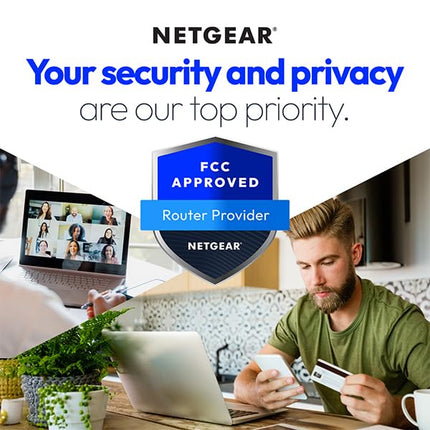 Funciones de seguridad del router WiFi 7 de doble banda NETGEAR Nighthawk (RS200) Velocidad inalámbrica BE6500 (hasta 6,5 Gbps) Cubre hasta 2500 m², 80 dispositivos, puerto de internet de 2,5 GB