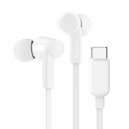 Belkin SoundForm Wired Earbuds with USB-C Connector, in-Ear Earphones w/Microphone - USB-C Headphones for iPhone 17, iPhone 16, iPad mini, Galaxy S25, Google Pixel 9, Android, and More - White