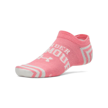 Under Armour Unisex Adult Essential No Show Socks (6-Pairs), (601) Bittersweet Pink / Stone / Stone, Large