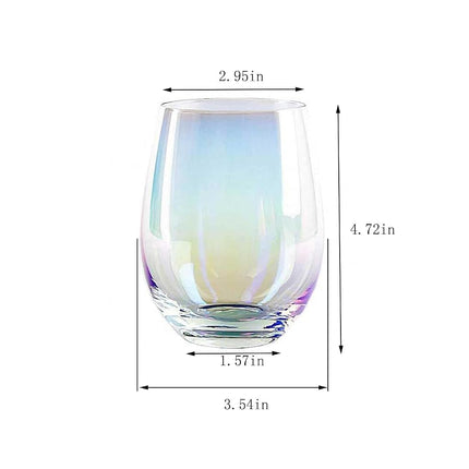 HELLWANG Stemless Wine Glasses Set of 4, 20 Ounce Iridescent Wine Glass for Red or White Wine, Whiskey- Pool Party Beach Travel Cups…