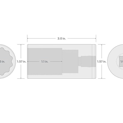 TEKTON 1/2" Drive x 1-3/16" Deep 12 Pt. Socket | SHD23230
