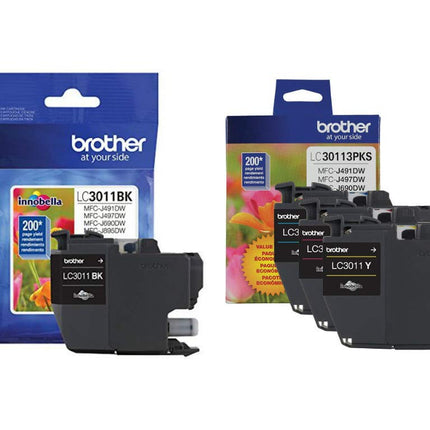 Brother Genuine LC3011BK, LC30113PKS Standard Yiel