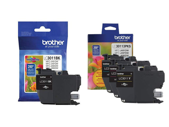 Brother Genuine LC3011BK, LC30113PKS Standard Yiel