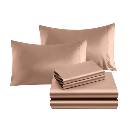 Elegant Comfort Luxurious 4-Piece Silky Satin Sheet Set, Skin and Hair Friendly, Wrinkle, Fade, Stain Resistant with Deep Pockets Fitted Sheet, Cooling Soft Satin Sheet Set, Twin, Dusty Rose
