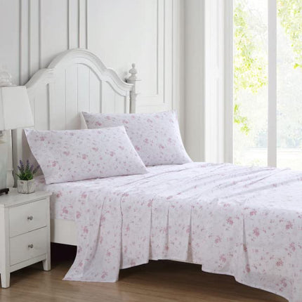 Laura Ashley Home - Sateen Collection - 2pc Pillowcase Set - 100% Cotton, Silky Smooth & Luminous Sheen, Wrinkle-Resistant Bedding, Garden Muse Pink, Standard