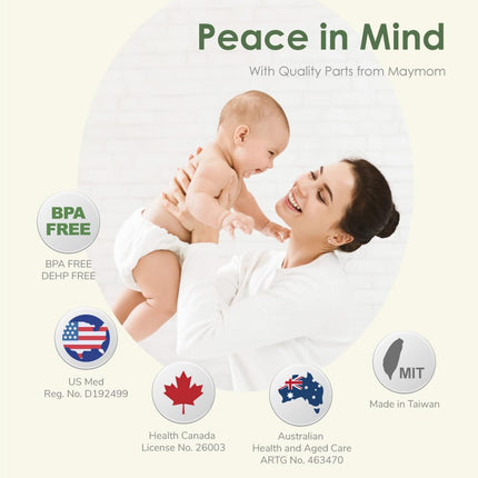 Maymom Wide-Mouth Milk Storage Collection Bottle with SureSeal Sealing Disk; Compatible with Spectra S1 S2 Bottles, 6 pc (4.7Oz/140mL, 6pc)