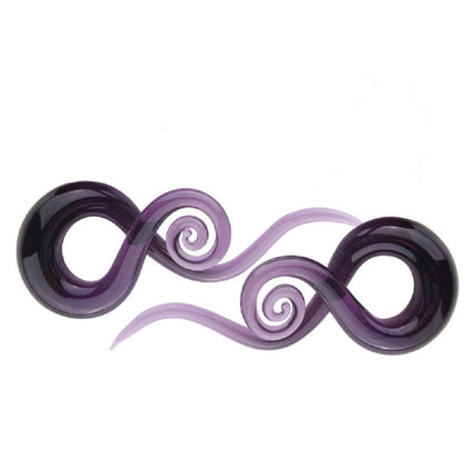 2Pcs Purple Ear Glass Spiral Tapers Plugs Tunnels Expander Hanger Gauges Earrings Stretching Body Piercings Jewelry, Glass