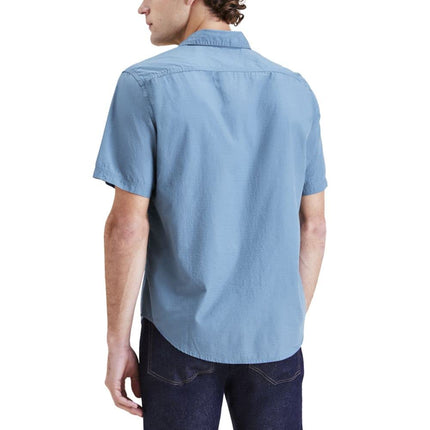 Dockers Men's Regular Fit Short Sleeve Utility Shirt, (New) Oceanview Blue- Solid (Ripstop), Medium