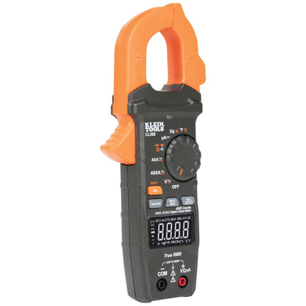 Digital Clamp Meter, Auto Ranging 400 AMP Measures Electronic AC/DC Voltage AC/DC Current Resistance and TRMS, Klein Tools CL390