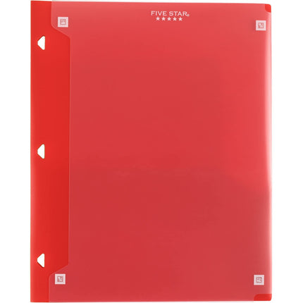 Five Star 2 Pocket Folder, 4 Pack, Customizable Cover, Folder with Pockets, Fits 3 Ring Binder, Plastic, Black, Pacific Blue, Fire Red, Forest Green (330092A-ECM)