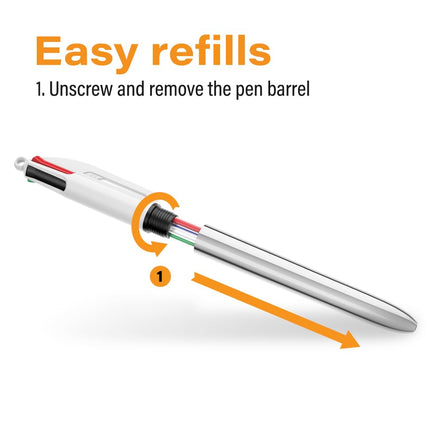 BIC 4 Colours Shine Ballpoint Pens Medium Point (1.0 mm) - Metallic Gold Barrel, Box of 12
