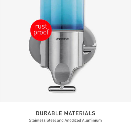 simplehuman BT1028 444ml Twin Wall Mounted Soap Dispenser Pump for Soap, Shampoo, Conditioner, Shower Gel, Suitable for Bathroom, Easy to Install, Rustproof, Brushed Stainless Steel
