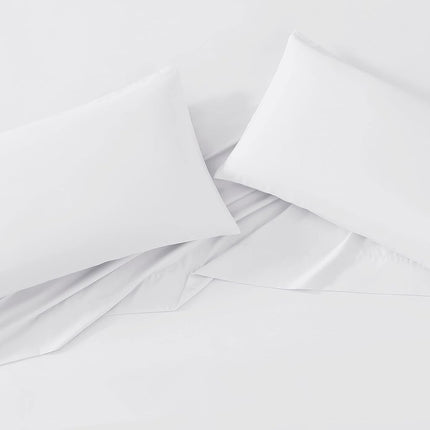 Laura Ashley- King Sheet Set, Luxury Sateen Cotton Bedding, 800 Thread Count, Soft & Smooth Home Decor (Solid White, King)