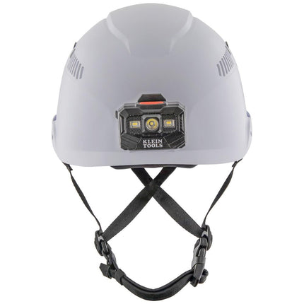 Klein Tools (KLEBE) Klein Tools 60150 Safety Helmet, White Vented Hard Hat with Rechargeable Headlamp,Tested to Tough Industrial Hard Hat Safety Standards