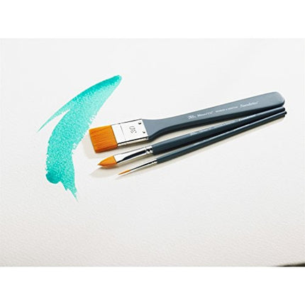 Winsor & Newton 5295003 Foundation Brush Set, Acrylic Brush, Set of 3, Round Brush No. 2, Flat Brush No. 2, Filbert No. 4 - Short Handle