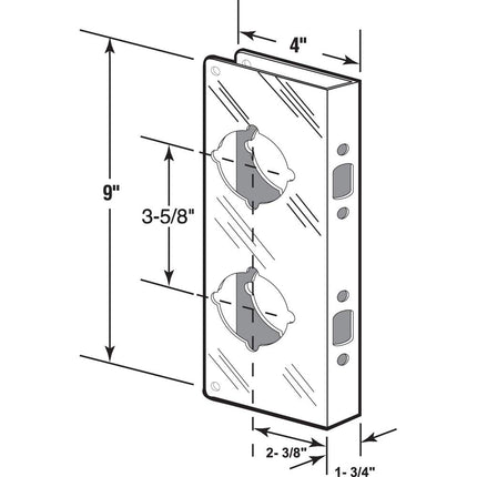 Prime Line MP9409 Lock & Door Reinforcer, 1-3/4 in. x 2-3/8 in, Solid Brass, Polished Finish, Pack of 1