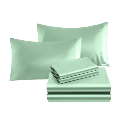 Elegant Comfort Luxurious 4-Piece Silky Satin Sheet Set, Skin and Hair Friendly, Wrinkle, Fade, Stain Resistant with Deep Pockets Fitted Sheet, Cooling Soft Satin Sheet Set, Twin, Mint Green
