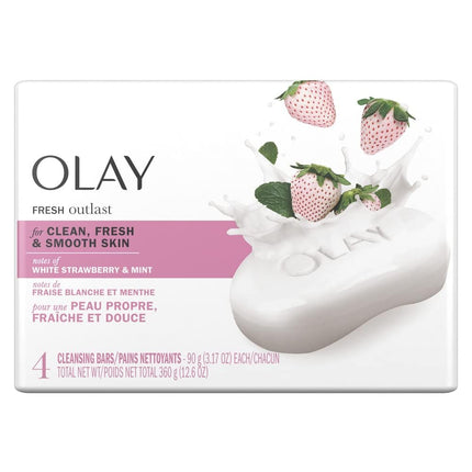 Olay Fresh Outlast Cooling White Strawberry and Mint Beauty Bar, 3.17 Ounce, 4 Count by Olay