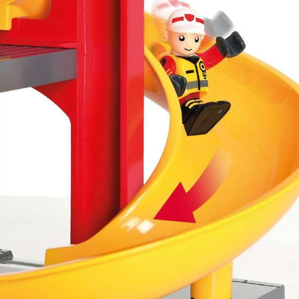 BRIO World Fire & Rescue - Central Fire Station for Kids Age 3 Years Up - Wooden Railway Train Accessories and Add Ons