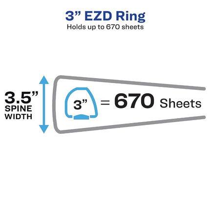 Avery Durable View 3 Ring Binders, 3" EZD Rings, 6 White Binders (09701)