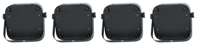 Rockville paquete de 4 MINI RF1 V2 luces de lavado RGBWA+UV negras con batería y controles remotos RF, DMX inalámbrico, bolsa de viaje, perfectas para DJs y eventos