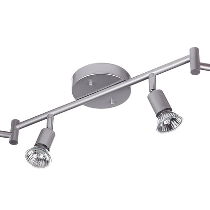 Globe Electric 59351 6-Light Foldable Track Lighting, Matte Silver, Foldable Track Lighting, 6 Bulb Kitchen Light, Track Light Heads, Track Lighting Kit, Ceiling Light Fixture, Track Ceiling Light