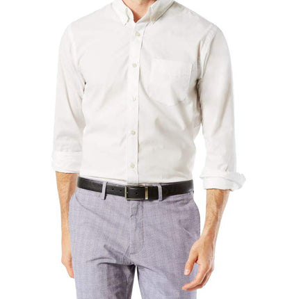 Camisa Docker de manga larga para hombre, corte clásico, con tecnología Comfort Flex, (tallas estándar y grandes), blanco, 5XL