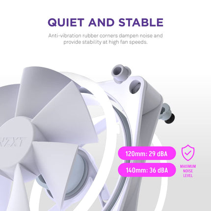 NZXT F140 RGB Duo Twin Pack - 2x 140mm RGB Fans + Hub - White