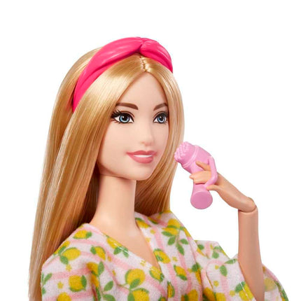 Barbie Doll, Kids Toys, Blonde Doll with Pet Puppy, Barbie Sets, Spa Day, Lemon Print Bathrobe, Headband and Eye Mask, Self-Care Series, HKT90