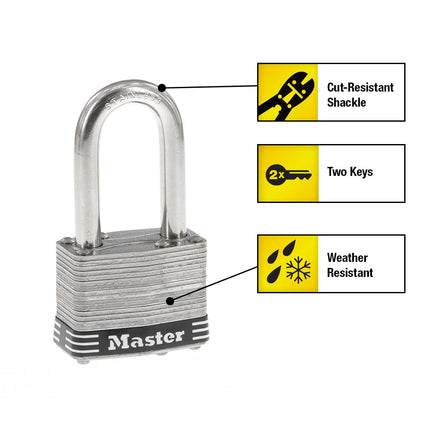 MASTERLOCK CO 1SSKADLFHC Stainless Steel Laminated Padlock, 1-3/4"